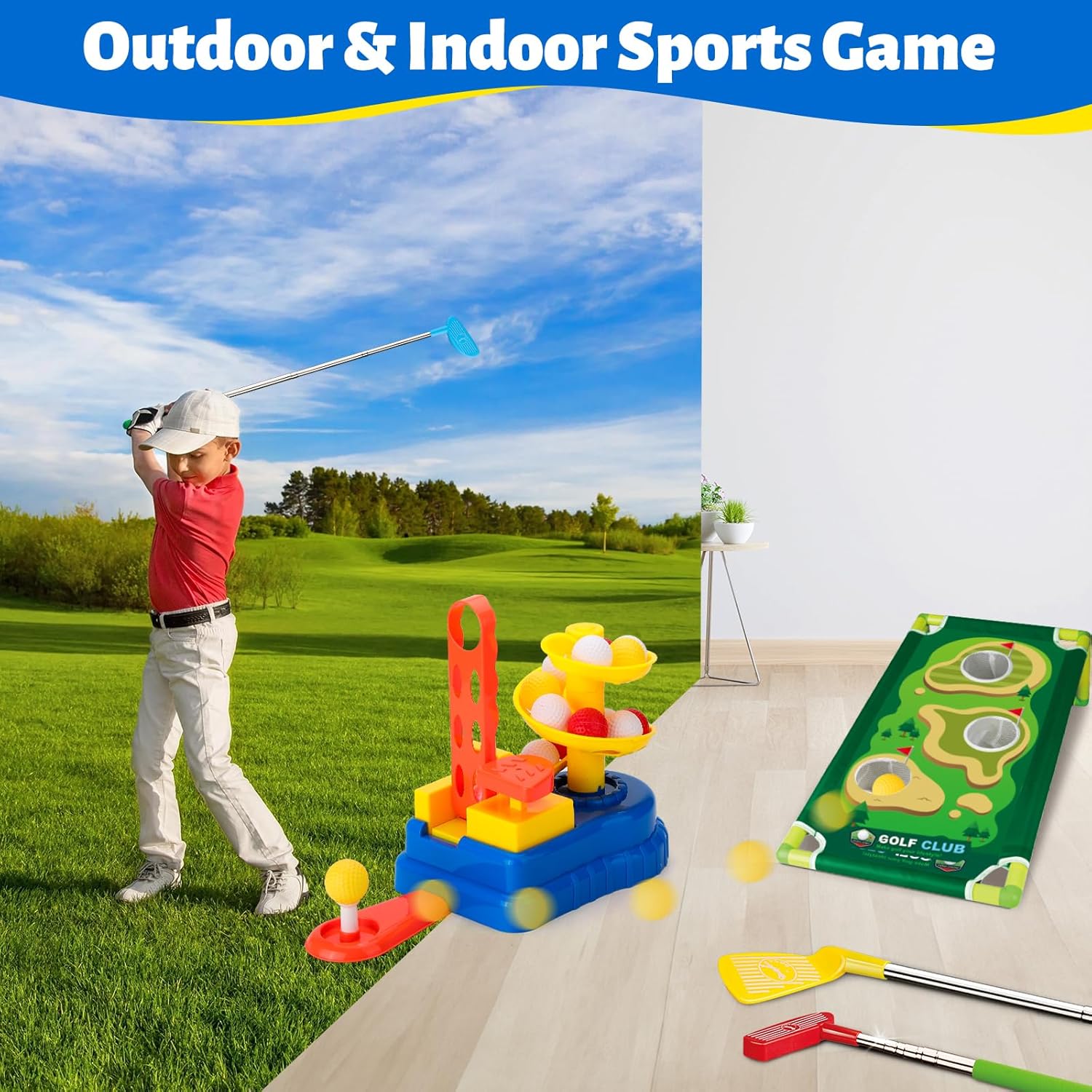 Liberry Kids Golf Club Set with 20 Balls, Retractable Clubs  Launcher, Toddler Indoor Outdoor Sports Toys for 3 4 5 Years Old, Fun Exercise Game, Birthday Gift for Boys Girls · v2
