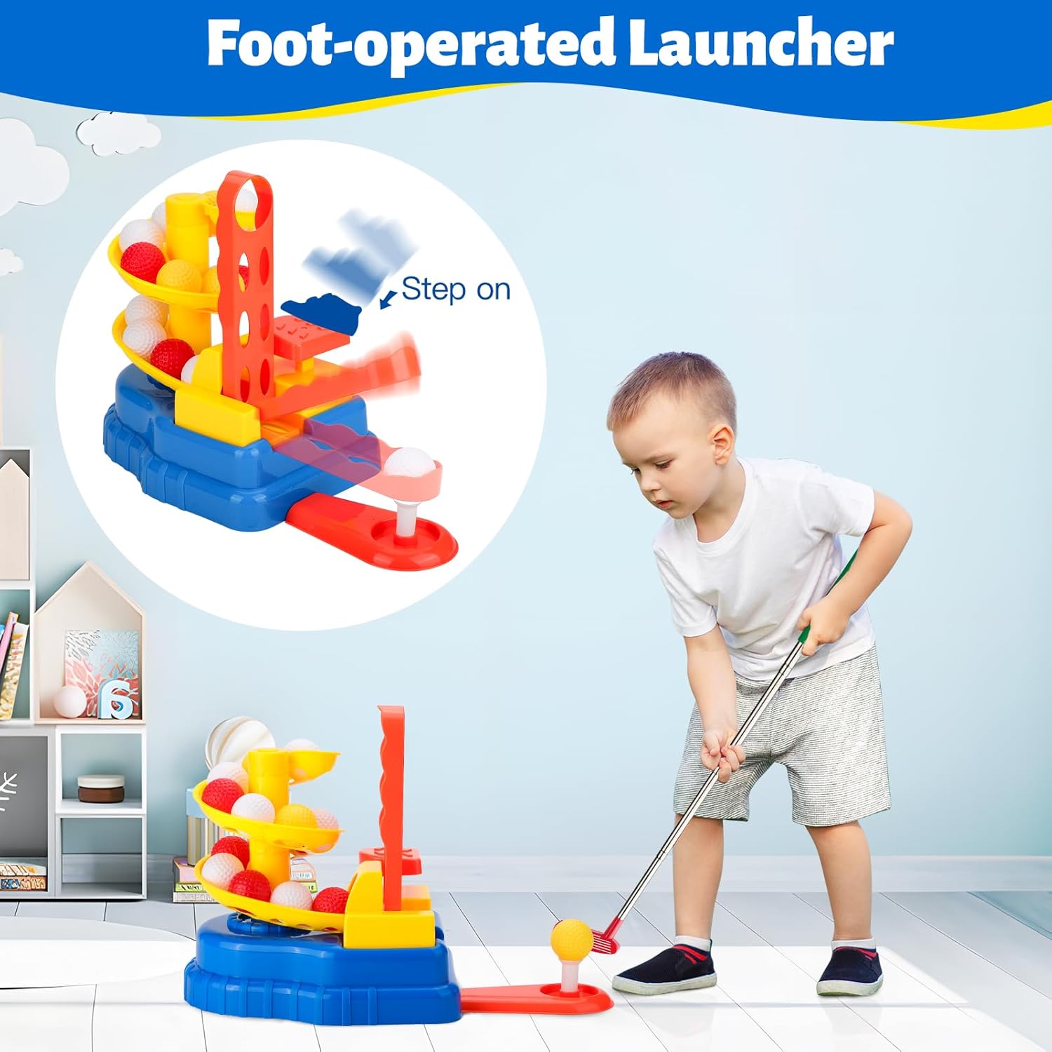 Liberry Kids Golf Club Set with 20 Balls, Retractable Clubs  Launcher, Toddler Indoor Outdoor Sports Toys for 3 4 5 Years Old, Fun Exercise Game, Birthday Gift for Boys Girls · v2