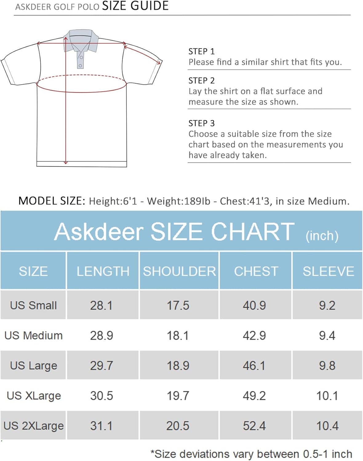 Askdeer Mens Golf Polo Shirts Short Sleeve Performance Dry Fit Polo Shirt Moisture Wicking Casual Golf Shirts · v3