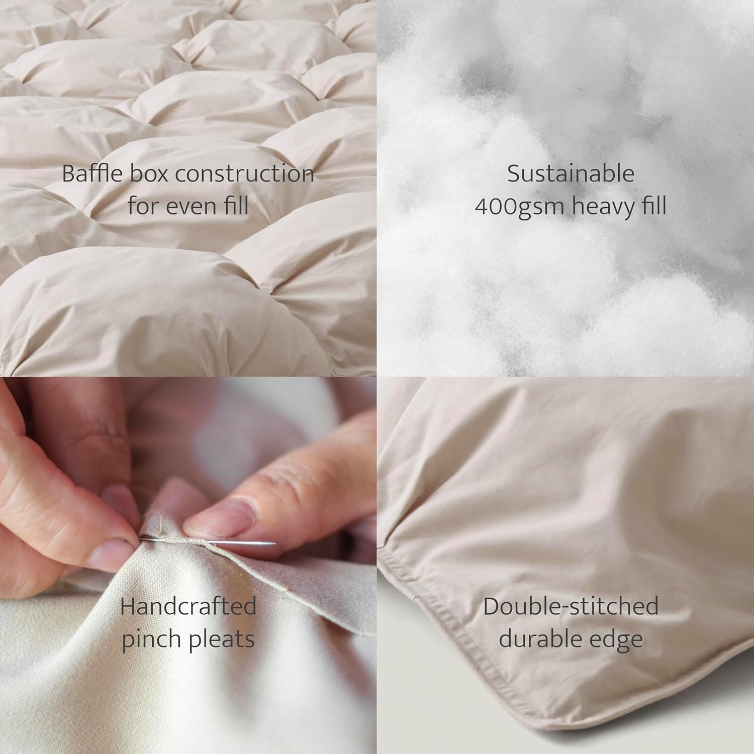 Double Stitch 100% Cotton Comforter Queen Size - Ultra-Soft, Luxury  Fluffy Down Alternative Duvet Insert, All Season Pinch Pleated Bedding, BCI-Certified, Oat, 90 x 96" · v2