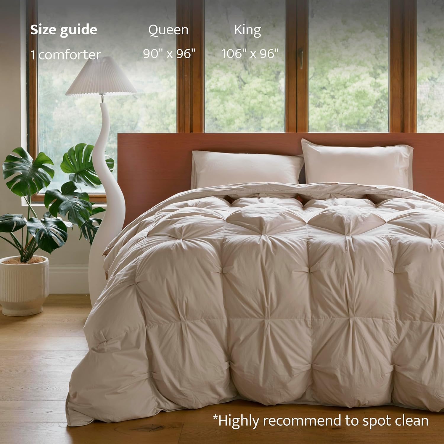 Double Stitch 100% Cotton Comforter Queen Size - Ultra-Soft, Luxury  Fluffy Down Alternative Duvet Insert, All Season Pinch Pleated Bedding, BCI-Certified, Oat, 90 x 96" · v2