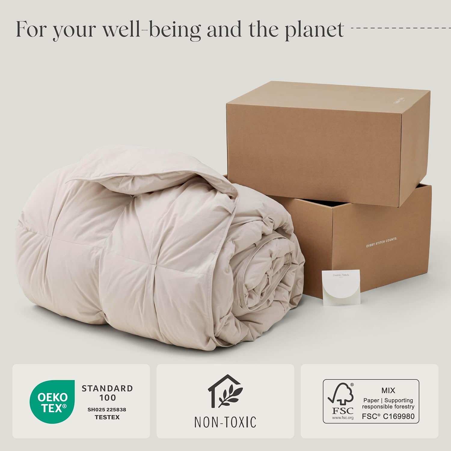 Double Stitch 100% Cotton Comforter Queen Size - Ultra-Soft, Luxury  Fluffy Down Alternative Duvet Insert, All Season Pinch Pleated Bedding, BCI-Certified, Oat, 90 x 96" · v2