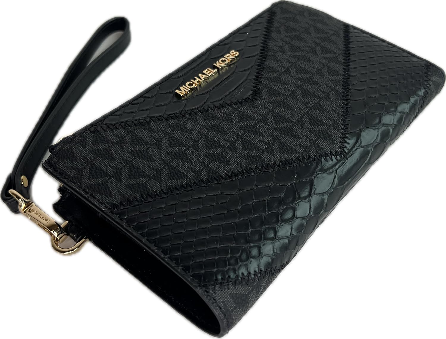 Michael Kors Jet Set Travel Double Zip Wristlet bundled with Purse Hook (Black Multi) · v6