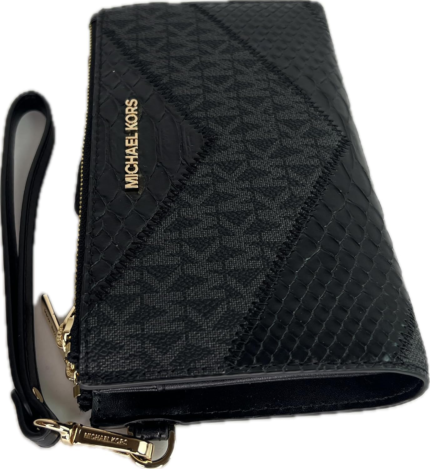 Michael Kors Jet Set Travel Double Zip Wristlet bundled with Purse Hook (Black Multi) · v6