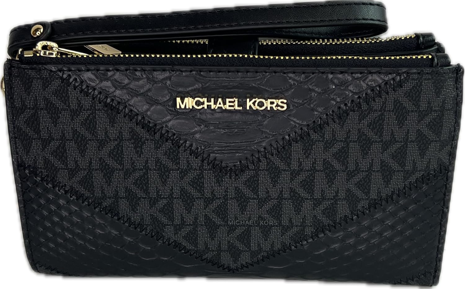 Michael Kors Jet Set Travel Double Zip Wristlet bundled with Purse Hook (Black Multi) · v6
