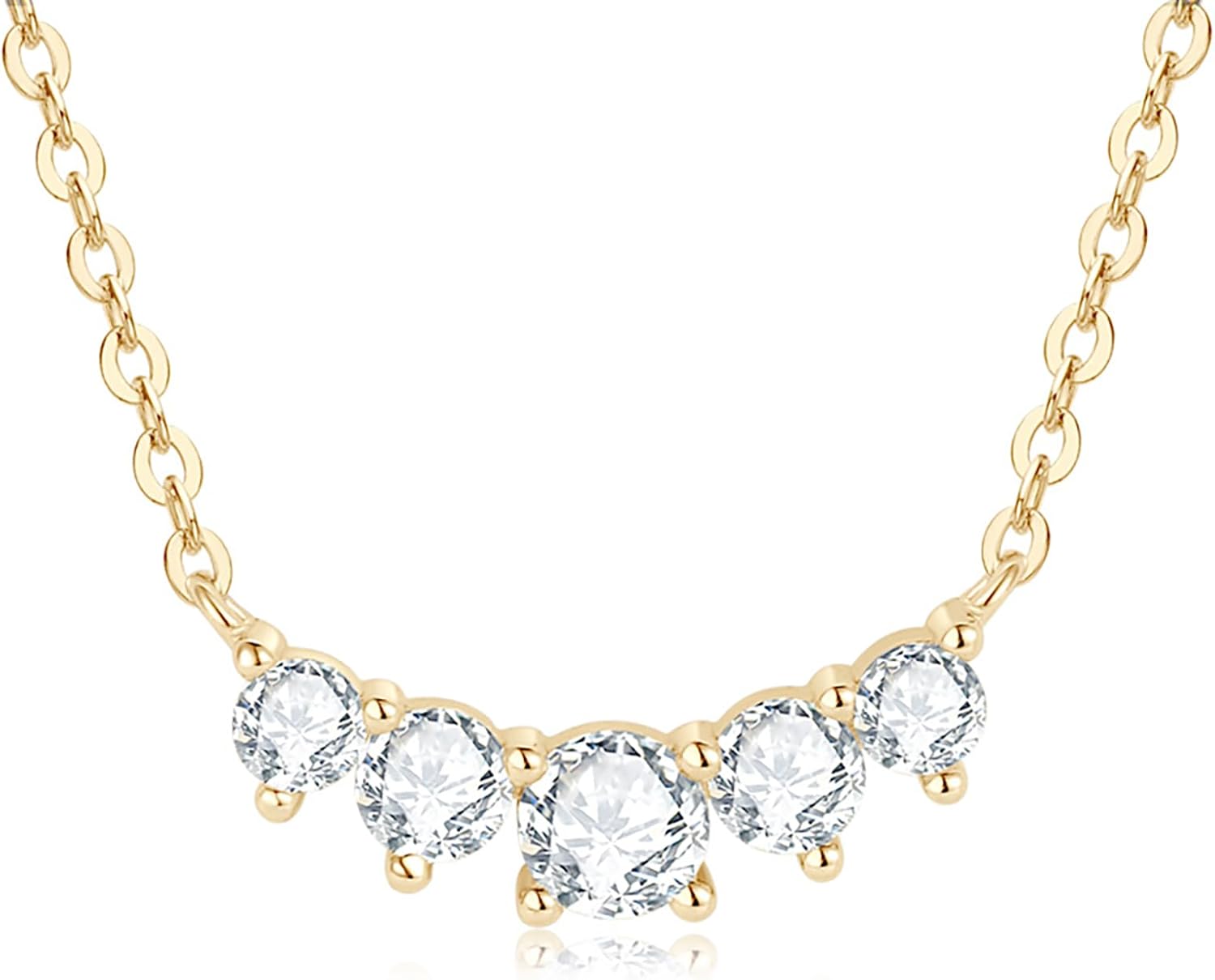 14K Gold Smiling Face 0.58ct Diamond Necklace for Women,VVS1 Round Cut D-color (Chain Length: 15.75 1.97 ) · v2