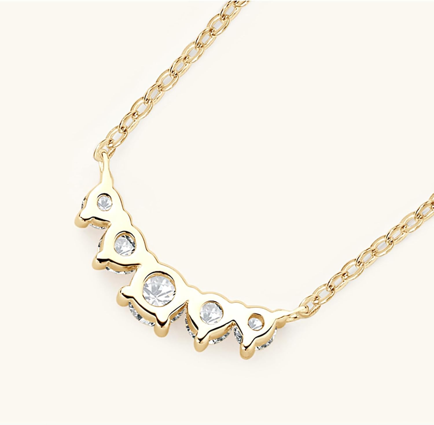 14K Gold Smiling Face 0.58ct Diamond Necklace for Women,VVS1 Round Cut D-color (Chain Length: 15.75 1.97 ) · v2