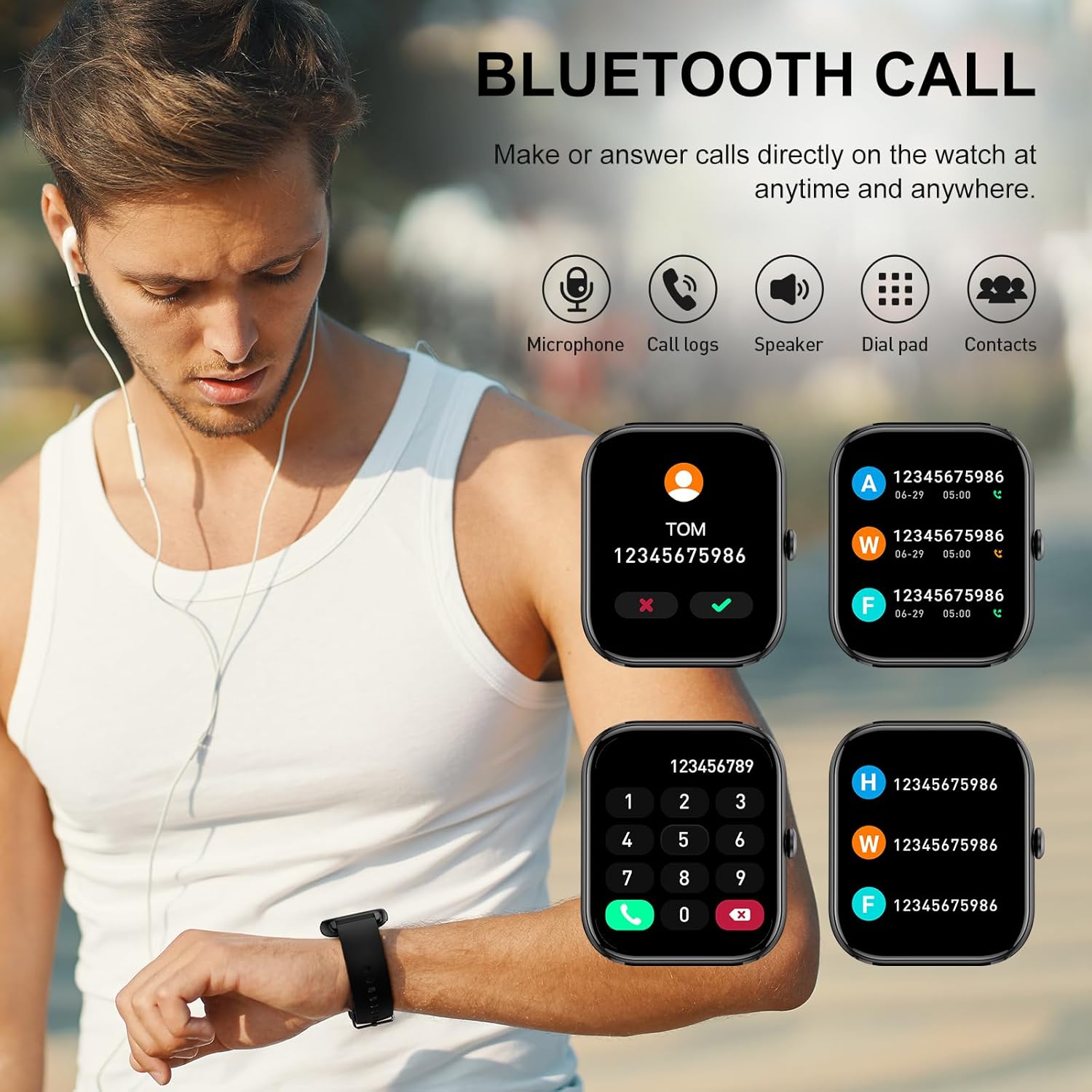 Smart Watch(Answer/Make Call), 1.85 Smart Watches for Men Women, 2024 Smartwatch IP68 Waterproof, Fitness Tracker 110  Sport Modes, Heart Rate Sleep Monitor, Pedometer, Smartwatches for Android iOS
