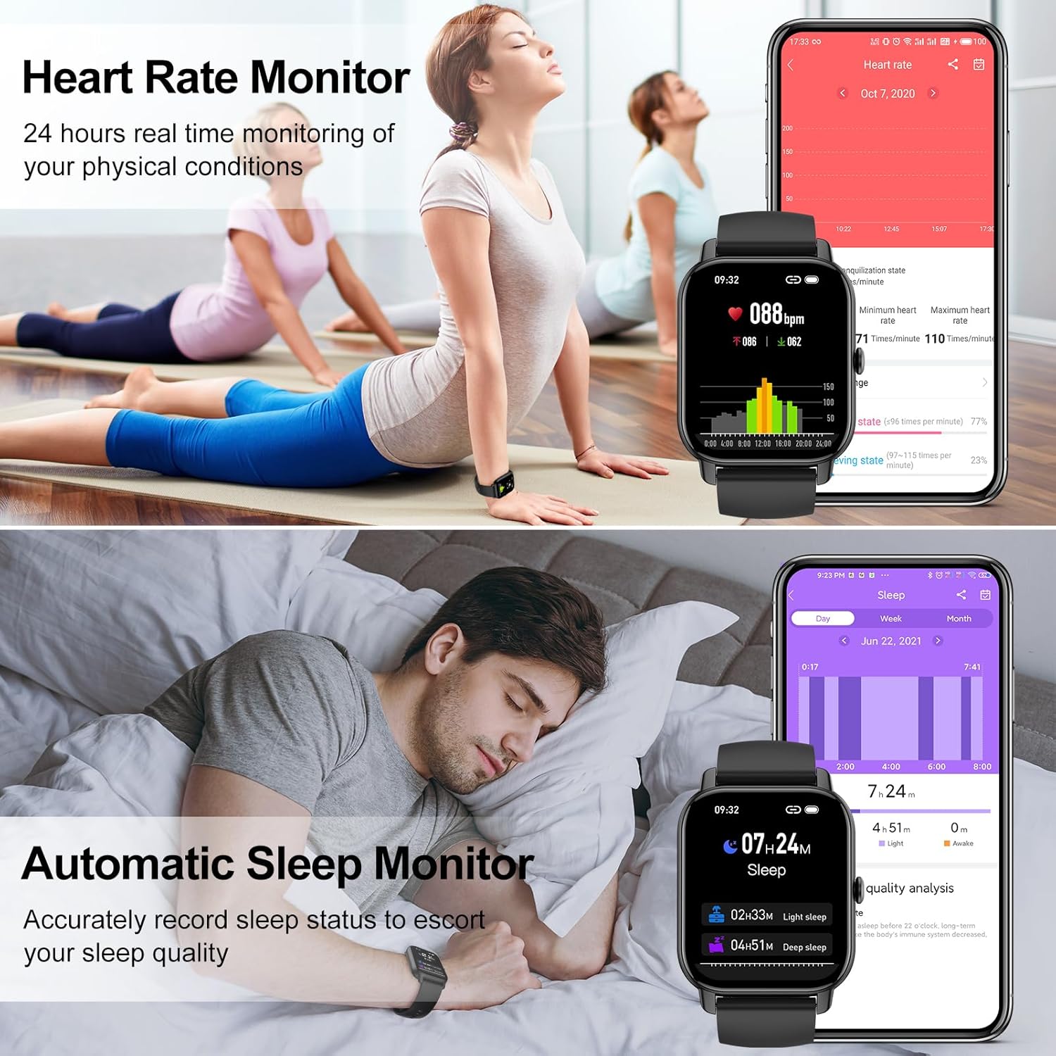 Smart Watch(Answer/Make Call), 1.85 Smart Watches for Men Women, 2024 Smartwatch IP68 Waterproof, Fitness Tracker 110  Sport Modes, Heart Rate Sleep Monitor, Pedometer, Smartwatches for Android iOS