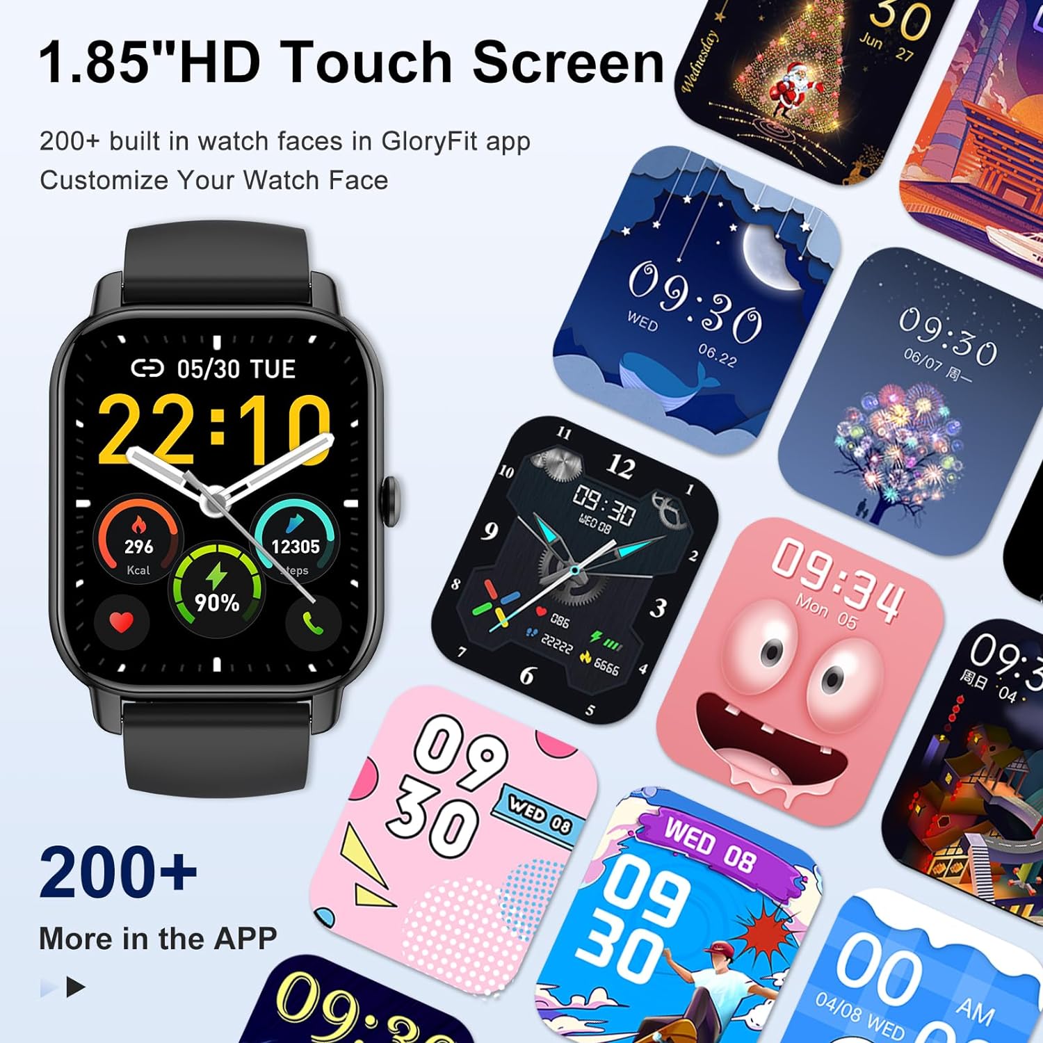 Smart Watch(Answer/Make Call), 1.85 Smart Watches for Men Women, 2024 Smartwatch IP68 Waterproof, Fitness Tracker 110  Sport Modes, Heart Rate Sleep Monitor, Pedometer, Smartwatches for Android iOS