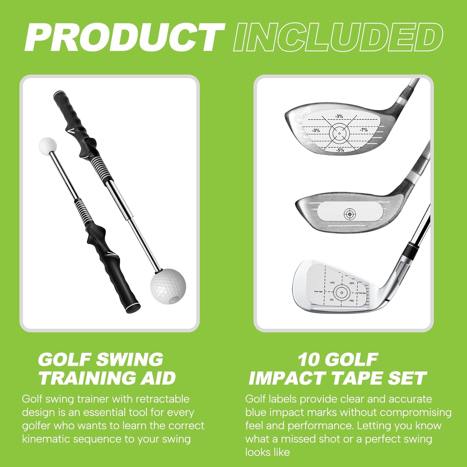 Retractable Golf Swing Training Aid, Golf Training Aid to Improve Hinge, Forearm Rotation, Shoulder Turna and Grip for Warm-up - Right-Handed Golf Club for Practice, Swing Trainer Golf Accessories · v2