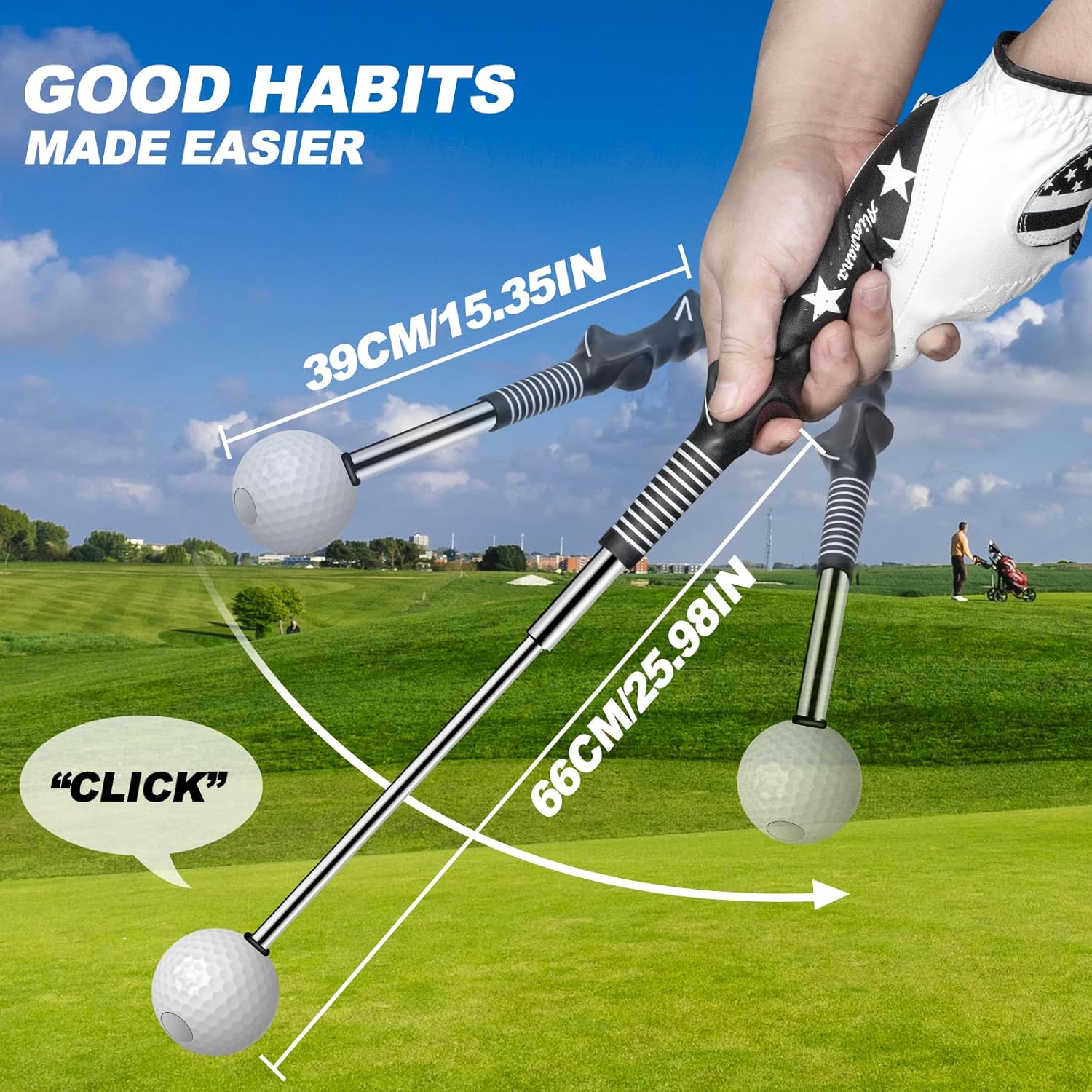 Retractable Golf Swing Training Aid, Golf Training Aid to Improve Hinge, Forearm Rotation, Shoulder Turna and Grip for Warm-up - Right-Handed Golf Club for Practice, Swing Trainer Golf Accessories · v2