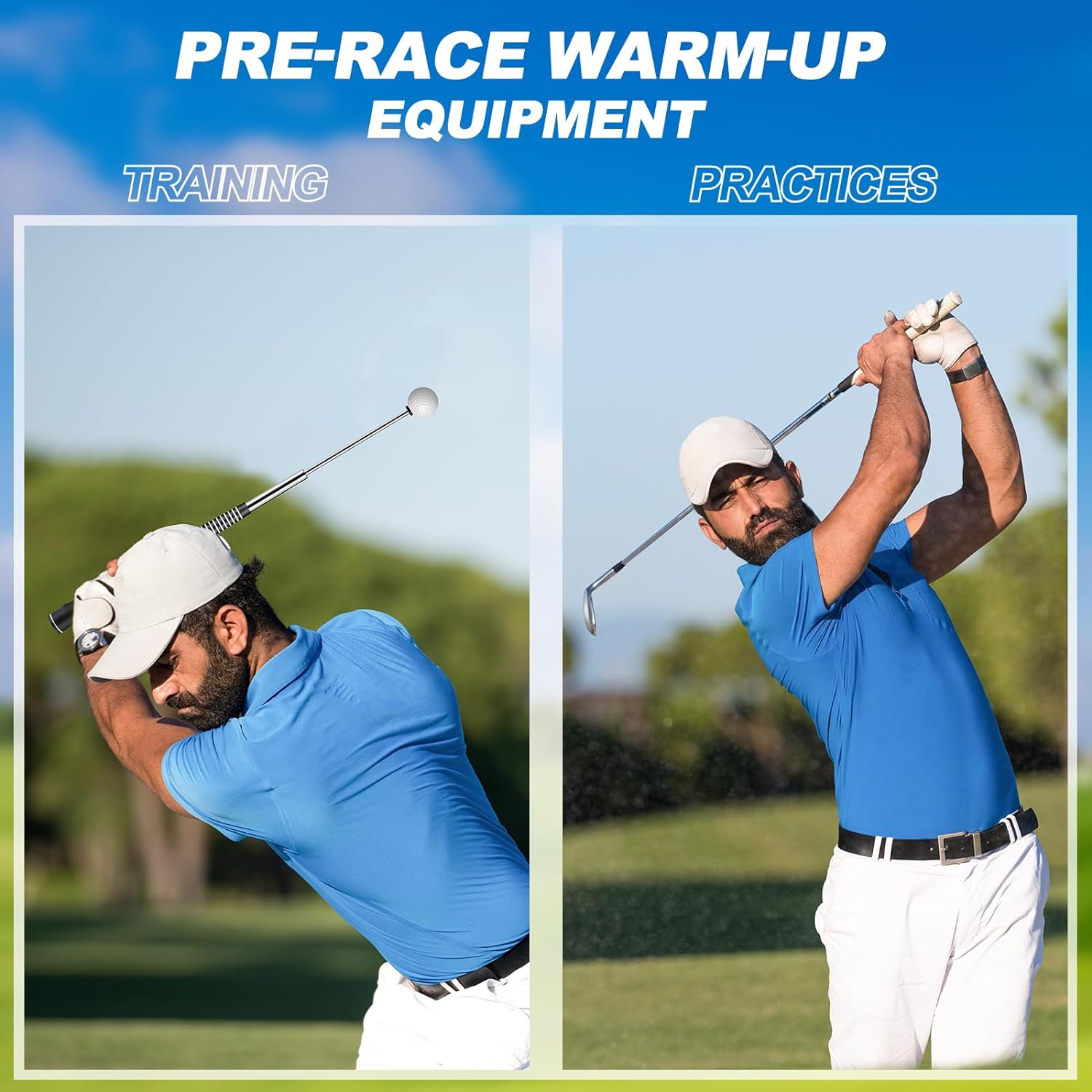 Retractable Golf Swing Training Aid, Golf Training Aid to Improve Hinge, Forearm Rotation, Shoulder Turna and Grip for Warm-up - Right-Handed Golf Club for Practice, Swing Trainer Golf Accessories · v2