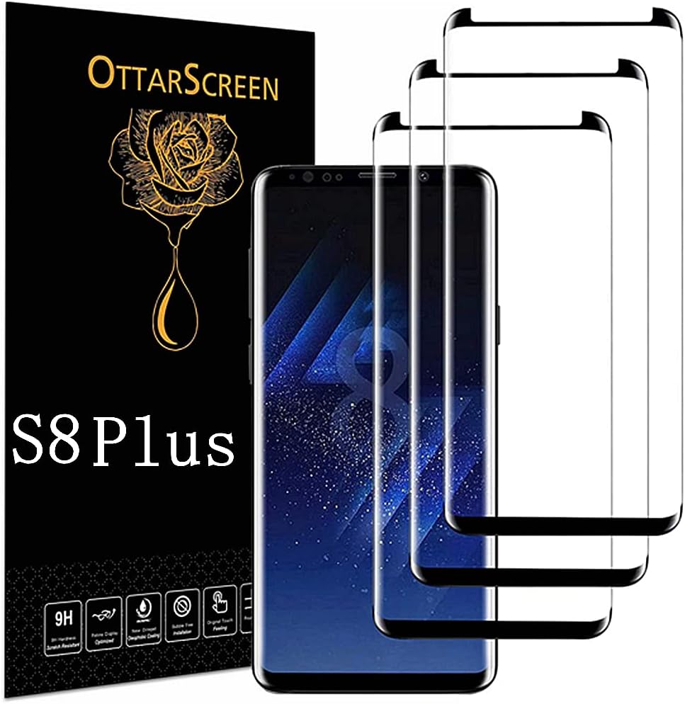 Protecteur d'écran pour Galaxy S8 Plus, lot de 3 films de protection d'écran en verre trempé pour Galaxy S8 Plus【Lot de 3】Installation facile, film de protection d'écran en verre trempé d'une dureté 9H pour Samsung Galaxy S8 Plus