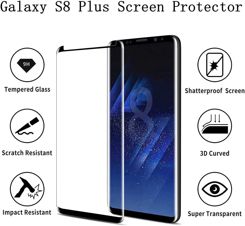Galaxy S8 Plus Screen Protector, 3 Pack Galaxy S8 Plus Tempered Glass Screen Protecto【3 Pack 】Easy Installation, 3D Glass 9H Hardness Tempered Glass Screen Protector for Samsung Galaxy S8  Plus