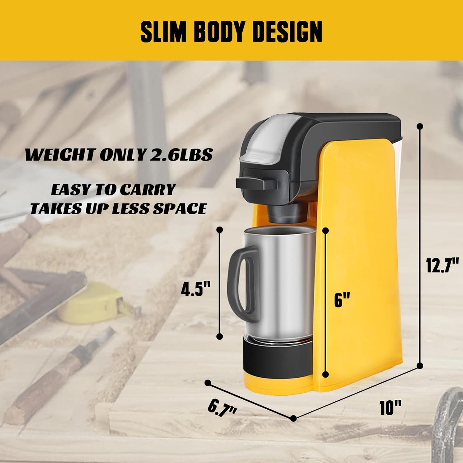 Mellif Cordless Coffee Maker for Dewalt 20V Max Battery(No Battery), Portable Single-Serve Brewer Coffee Machine for K-Cup Pods and Ground Coffee, Coffee Brewer for Outdoor Camping, Travel, Home · v2