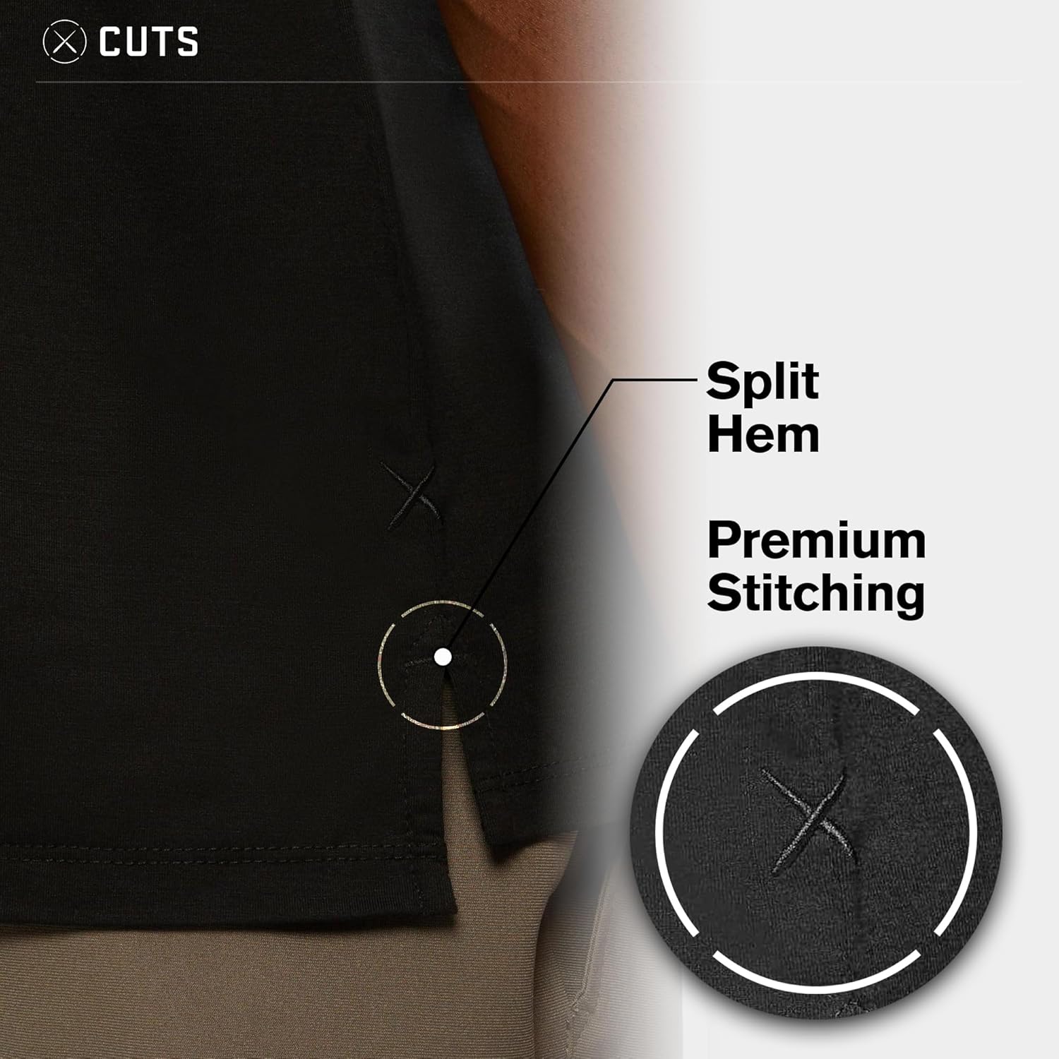 Cuts Clothing Erkek Premium AO Yuvarlak Yaka Günlük Kısa Kollu Tişört | Klasik Bölünmüş Etek | PYCA Pro Yumuşak Kumaş