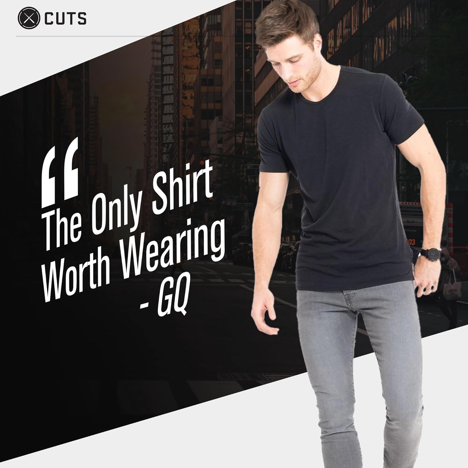 Cuts Clothing Erkek Premium AO Yuvarlak Yaka Günlük Kısa Kollu Tişört | Klasik Bölünmüş Etek | PYCA Pro Yumuşak Kumaş