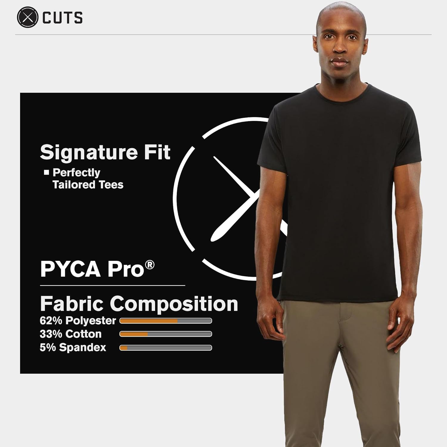 Cuts Clothing Erkek Premium AO Yuvarlak Yaka Günlük Kısa Kollu Tişört | Klasik Bölünmüş Etek | PYCA Pro Yumuşak Kumaş
