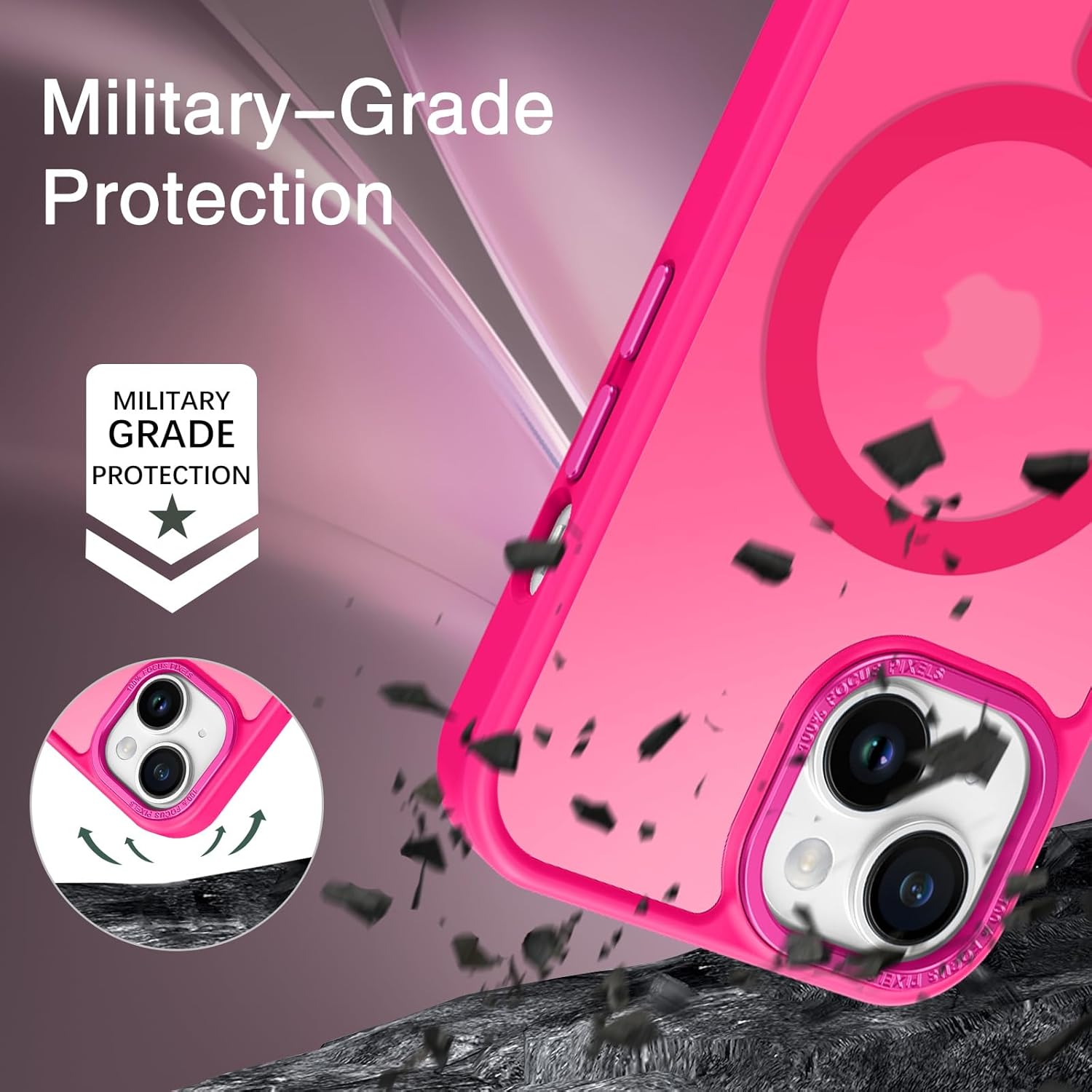 BENTOBEN Compatible with iPhone 15 Plus Case, Translucent Matte Slim Shockproof Magnetic Phone case [Compatible with MagSafe] Women Men Girl Boy Protective Cover for iPhone 15 Plus, Hot Pink