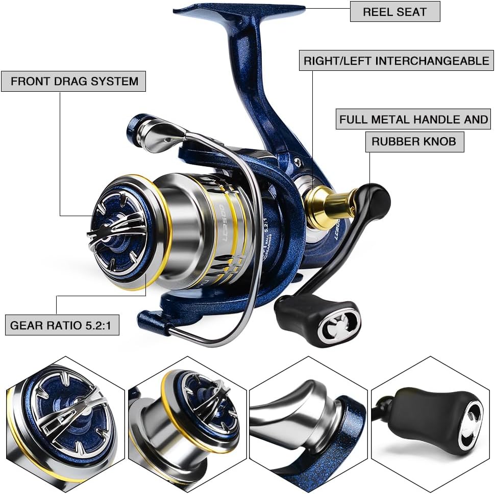 Fishing Rod and Reel Combo - Telescopic Fishing Poles and Spinning Reels Combos - Carbon Fiber Fishing Pole with 2500 Fishing Reel Combos - Bass Fishing Tackle Gear Set Fishing Rods Kit 1.8m/5.9ft