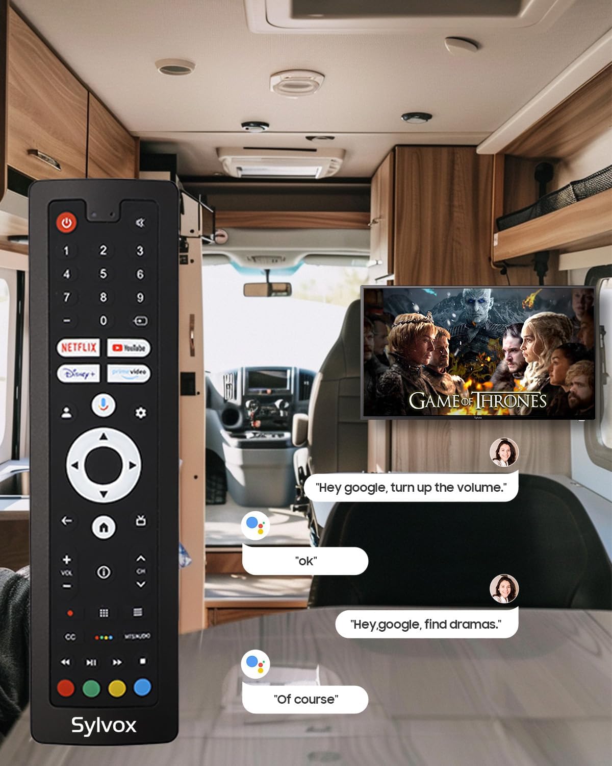 SYLVOX Smart RV TV ทีวี 12 โวลต์ขนาด 40 นิ้วสำหรับ RV รองรับ 1080P FHD พร้อม Google TV Google Assitant มี App Store ในตัว รองรับการแคสต์หน้าจอ โทรทัศน์อัจฉริยะขนาดเล็กสำหรับ RV รถบ้าน เรือ และอื่นๆ อีกมากมาย