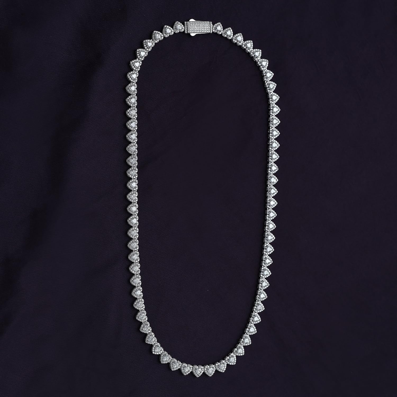 Tenisowy naszyjnik z łańcuszkiem do serca dla kobiet, Heart Round Lab stworzony diamentowy naszyjnik Moissanite z 18-karatowego złota nad srebrem próby 925, prezenty z biżuterią serca dla niej (17 amp; długość 20 cali, 35 lub 40 gramów)