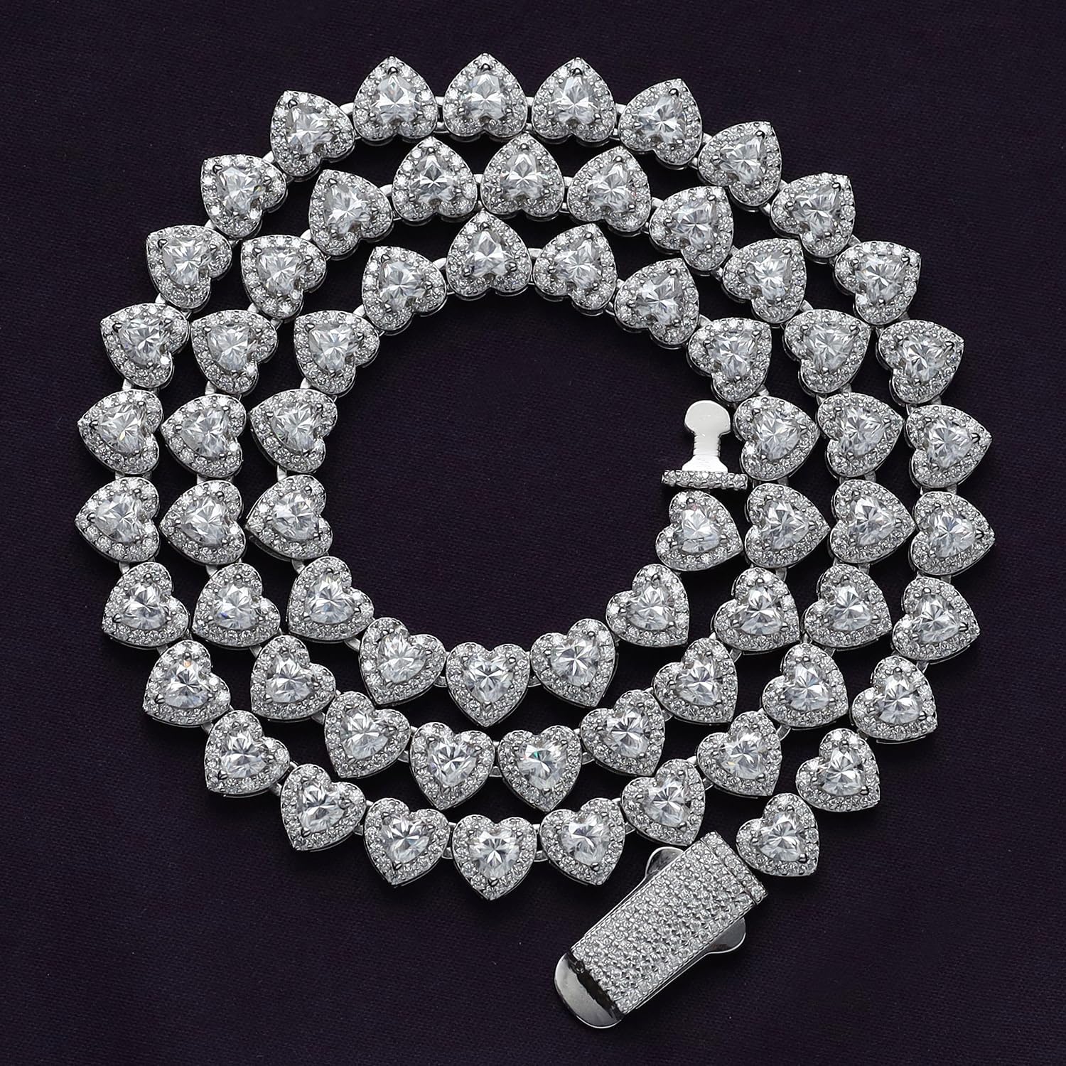 Tenisowy naszyjnik z łańcuszkiem do serca dla kobiet, Heart Round Lab stworzony diamentowy naszyjnik Moissanite z 18-karatowego złota nad srebrem próby 925, prezenty z biżuterią serca dla niej (17 amp; długość 20 cali, 35 lub 40 gramów)