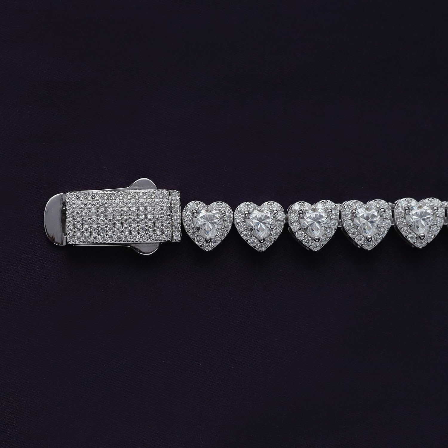 Tenisowy naszyjnik z łańcuszkiem do serca dla kobiet, Heart Round Lab stworzony diamentowy naszyjnik Moissanite z 18-karatowego złota nad srebrem próby 925, prezenty z biżuterią serca dla niej (17 amp; długość 20 cali, 35 lub 40 gramów)