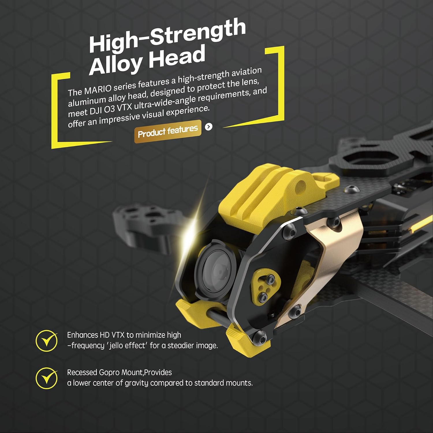 Telaio per drone FPV SpeedyBee Mario 5 DC versione avanzata - passo 227 mm, design leggero, testa in lega di alluminio CNC, compatibile con l'unità aerea DJI O3, ideale per il volo cinematografico e freestyle