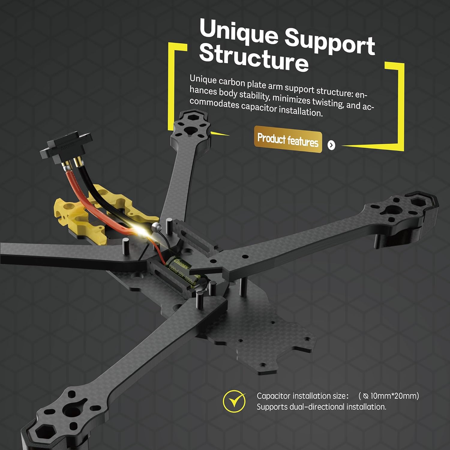 Telaio per drone FPV SpeedyBee Mario 5 DC versione avanzata - passo 227 mm, design leggero, testa in lega di alluminio CNC, compatibile con l'unità aerea DJI O3, ideale per il volo cinematografico e freestyle