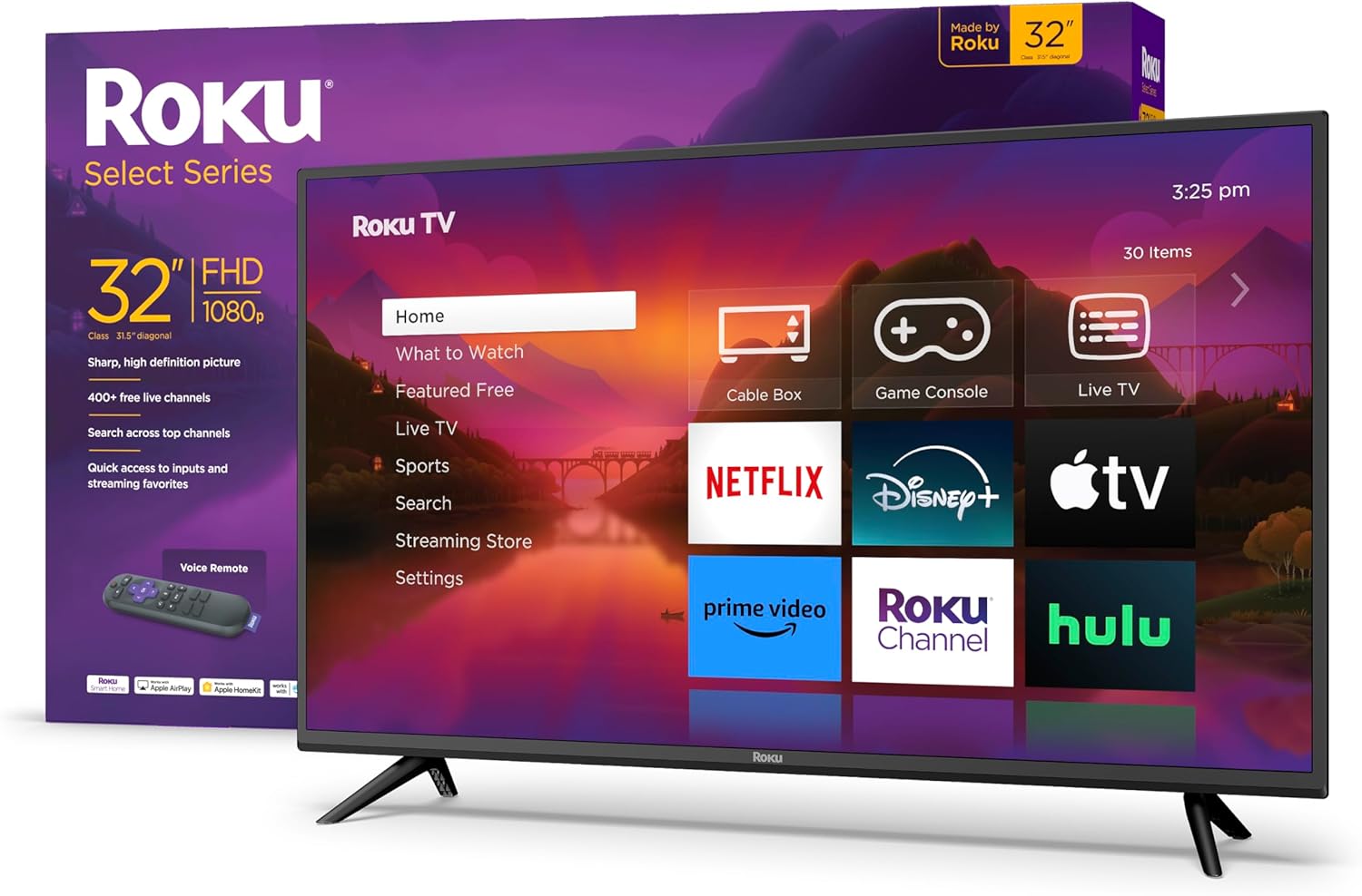 Roku Smart TV – 32-Inch Select Series 1080p Full HD RokuTV Voice Remote, Bright Picture, Customizable Home Screen – Live Local News, Sports, Gaming · v3