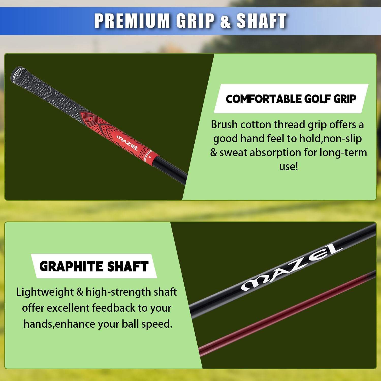 MAZEL 12 Pieces Mens Complete Golf Clubs Set or Individual Golf Clubs - Titanium Driver,#3,5 Fairway Wood,Hybrid,#4,5,6,7,8,9 Iron  Pitching Wedge,Golf Putter · v2