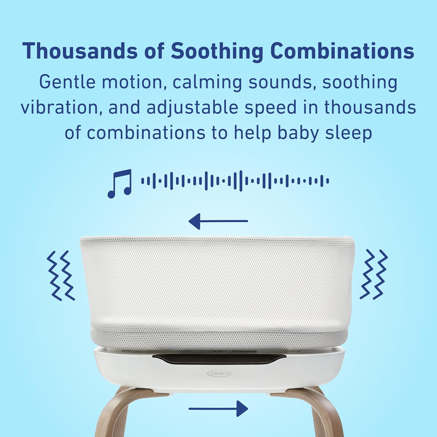 Graco® SmartSense™ Yatıştırıcı Bebek Beşiği — Akıllı Yenidoğan Bebeği 6 Aya Kadar Yeni Doğan Bebekler İçin Bebeklerin Ağlamalarını Algılar ve Otomatik Olarak Yanıt Verir
