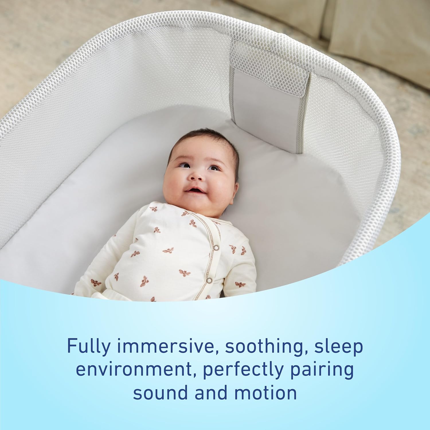 Graco® SmartSense™ Yatıştırıcı Bebek Beşiği — Akıllı Yenidoğan Bebeği 6 Aya Kadar Yeni Doğan Bebekler İçin Bebeklerin Ağlamalarını Algılar ve Otomatik Olarak Yanıt Verir