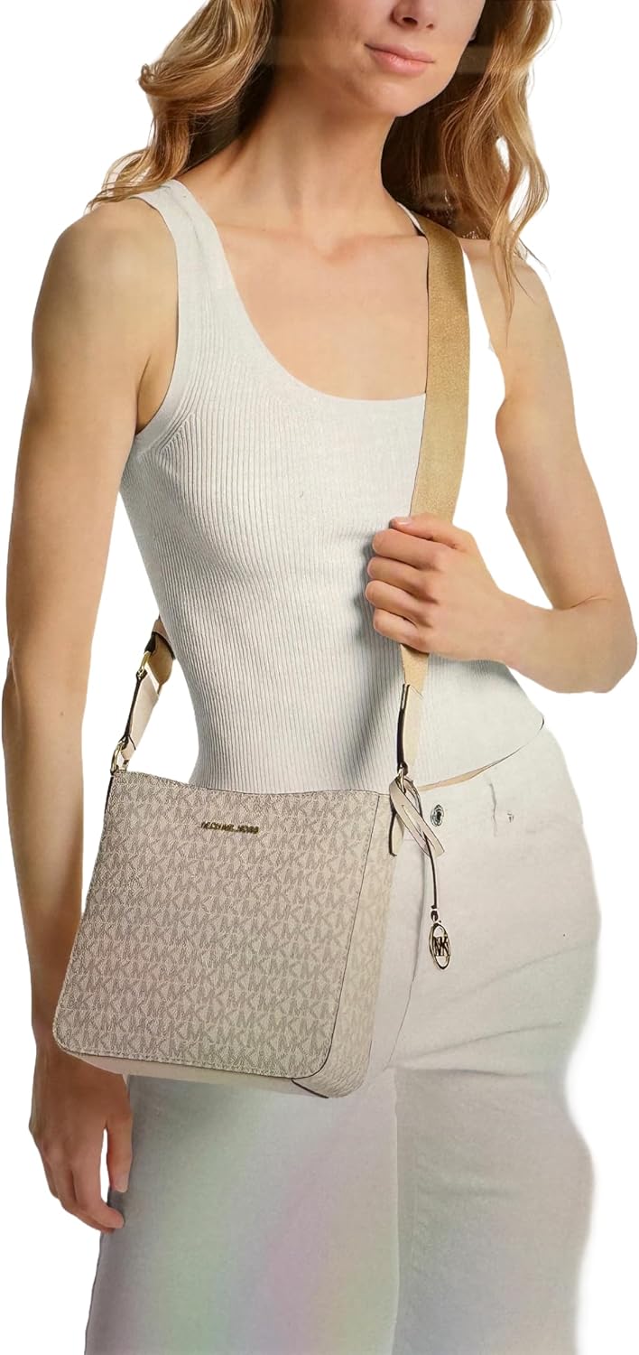 Michael Kors Small Leather Crossbody Bag (Light Cream) · v2