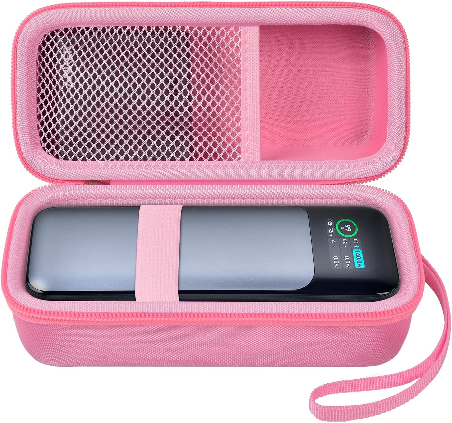 Étui Casmilee compatible avec chargeur portable USB-C Anker 737/735/ 736/717, batterie externe, sac mural pliable et rapide pour adaptateur secteur GaN Prime Nano II, poche Powercore pour câble d'éclairage (rose)