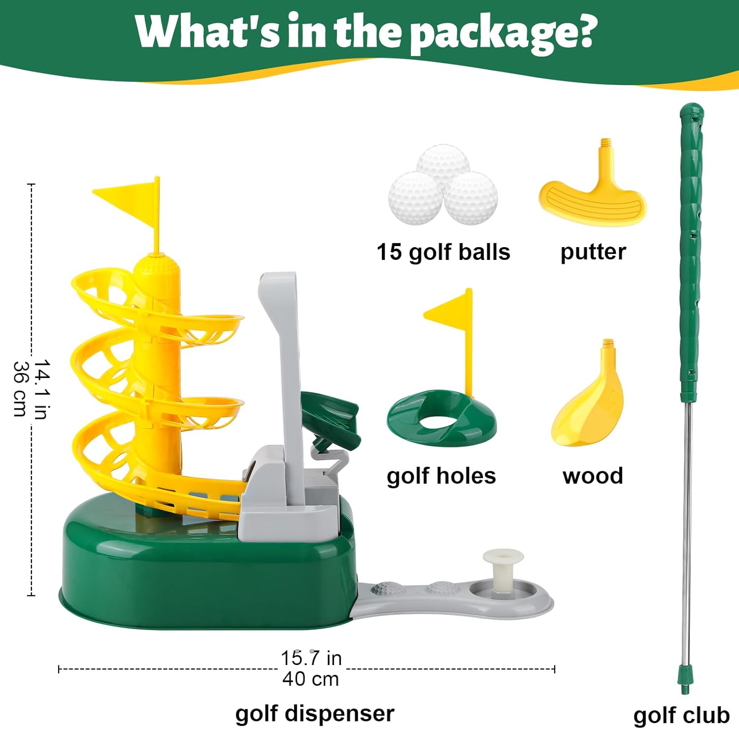 Set mazze da golf Liberry Kids per bambini di 3 4 5 6 7 anni, set da golf per bambini con dispenser da golf, mazze retrattili a 2 teste, giocattoli per sport interni ed esterni, regali di compleanno