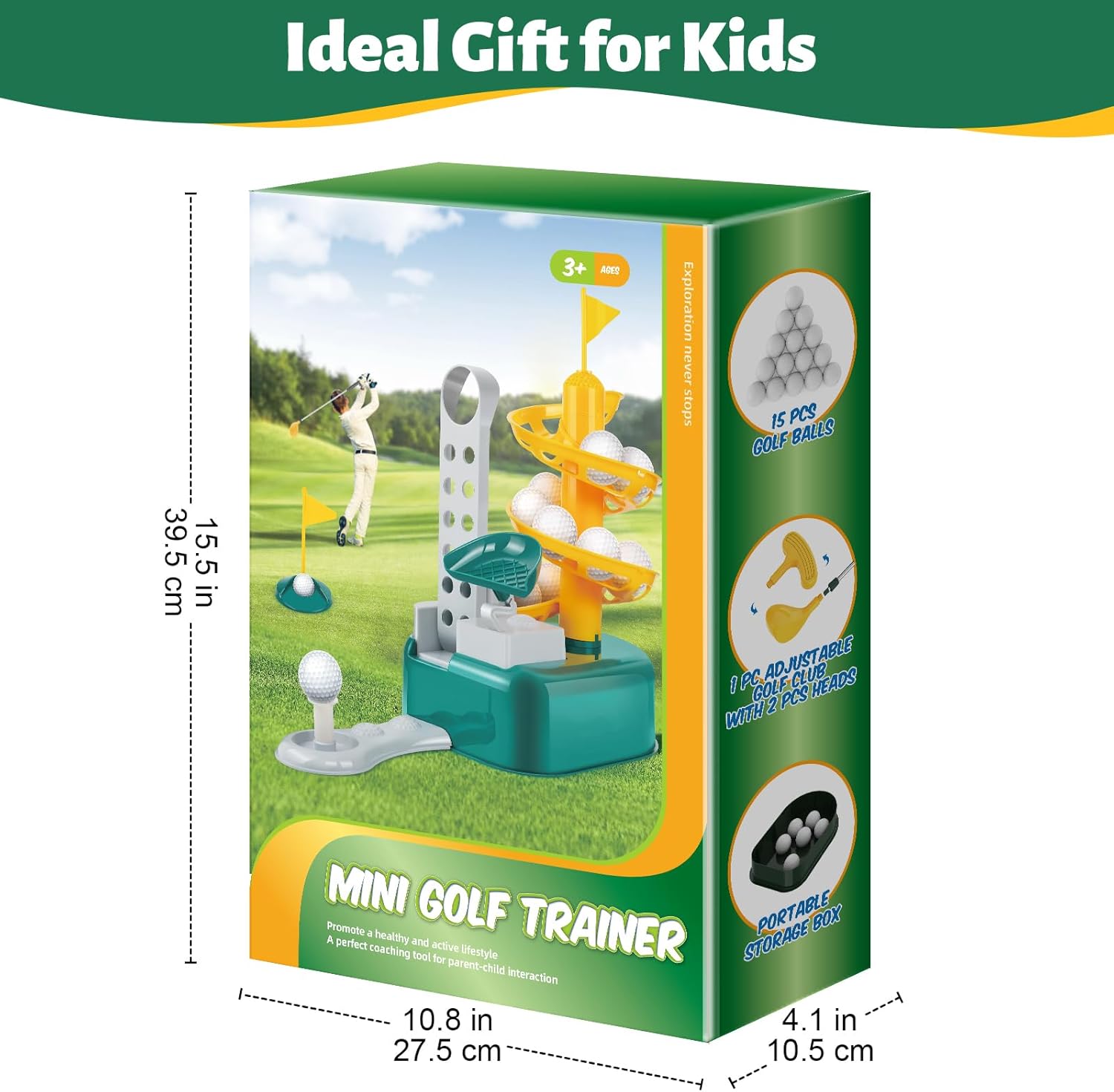Set mazze da golf Liberry Kids per bambini di 3 4 5 6 7 anni, set da golf per bambini con dispenser da golf, mazze retrattili a 2 teste, giocattoli per sport interni ed esterni, regali di compleanno