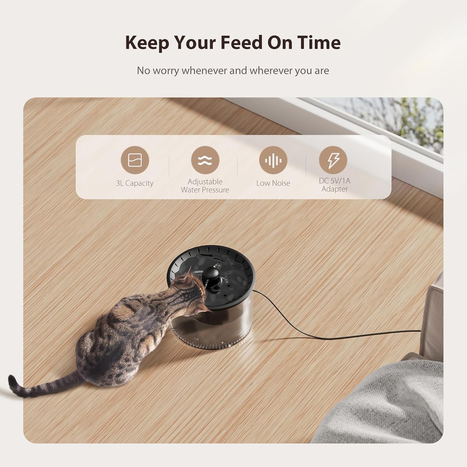 Automatische kattenvoeder en waterfontein, droogvoerautomaat voor huisdieren met timer, programmeerbare portieregeling, 1-6 maaltijden per dag, kattenfonteinen om te drinken met filter, kleine huisdieren (combinatie van 3 liter)