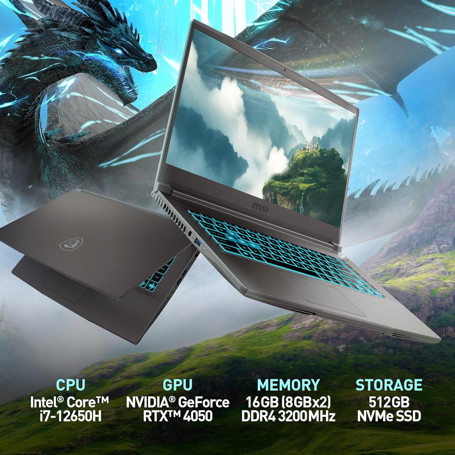 MSI Thin 15 15.6” 144Hz FHD Gaming Laptop: Intel Core i7-12650H, NVIDIA Geforce RTX 4050, 16GB DDR5, 512GB NVMe SSD, Cooler Boost 5, Win 11: Black B12VE-2023US · v4
