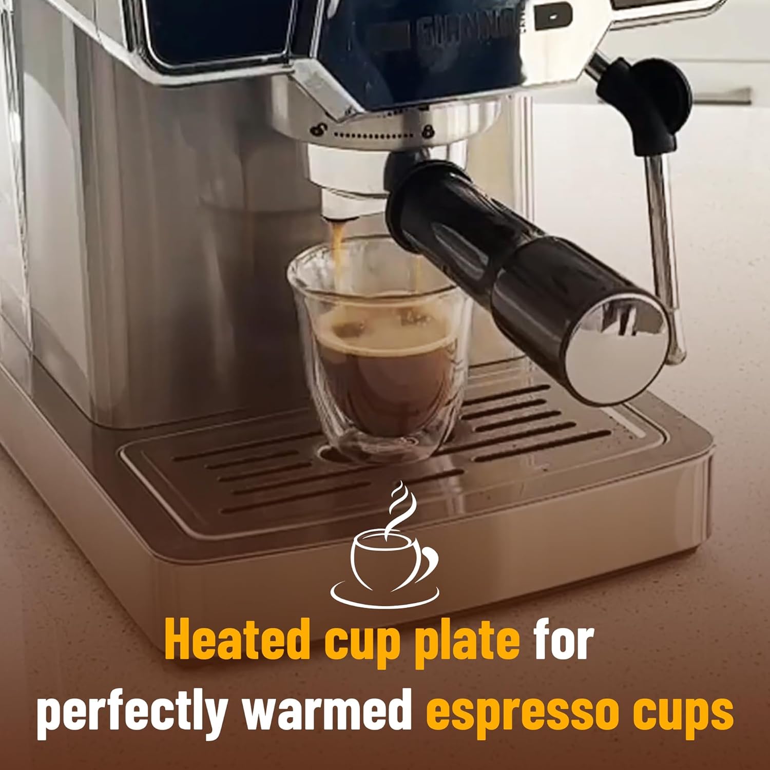 เครื่องชงกาแฟเอสเพรสโซ Gianna Milano สำหรับลาเต้คาปูชิโน - เครื่องชงกาแฟอัตโนมัติอัจฉริยะขนาดเล็กสำหรับชงทีละแก้วพร้อมเครื่องตีฟองนม 20 บาร์ ถังน้ำ 1.8 ลิตร และระบบอุ่นแก้ว
