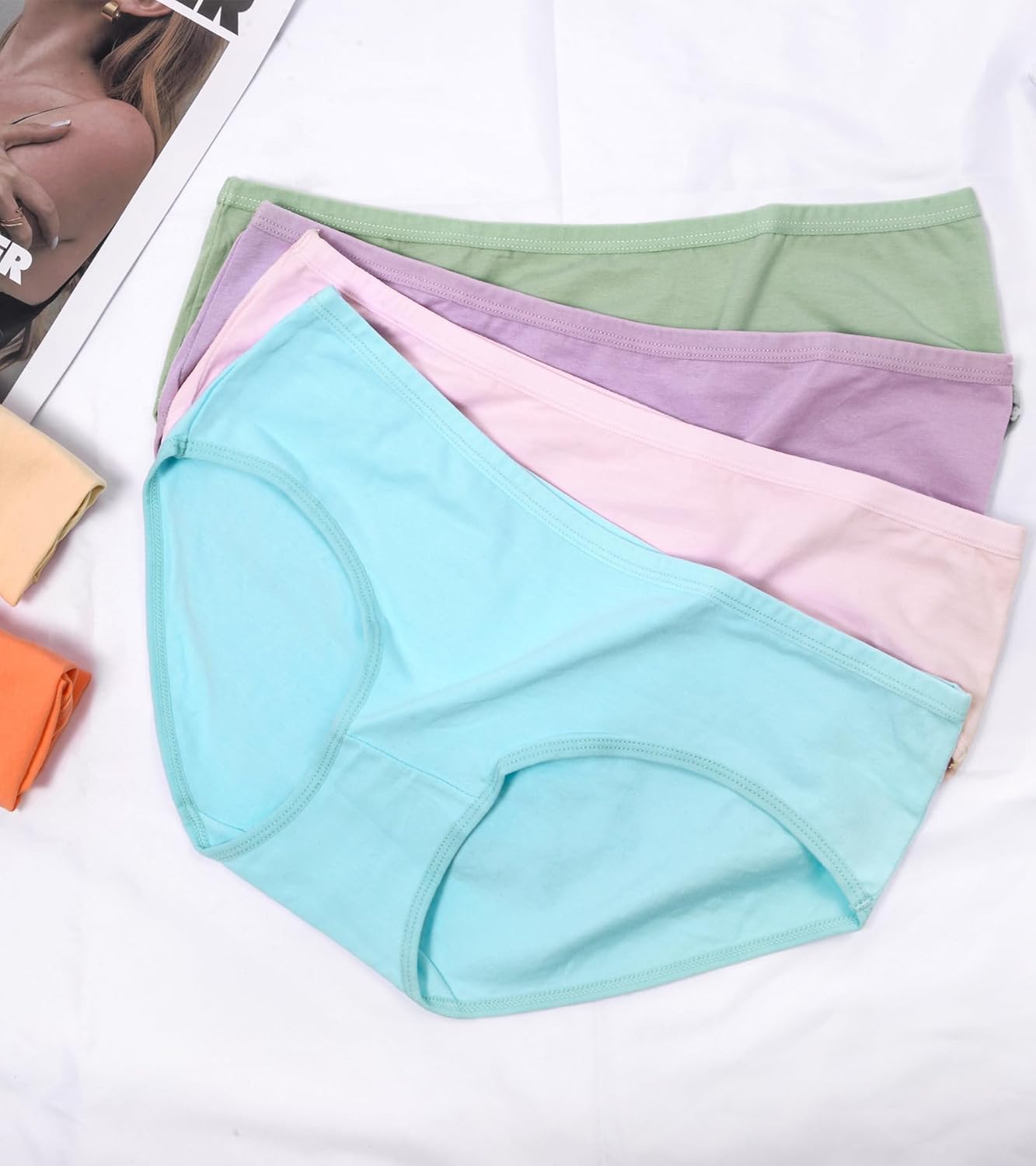 Quần lót nữ OLIKEME Cotton Hipster Quần lót cạp trễ Không lộ Quần lót mềm mại co giãn thoáng khí Quần lót nữ 6 cái