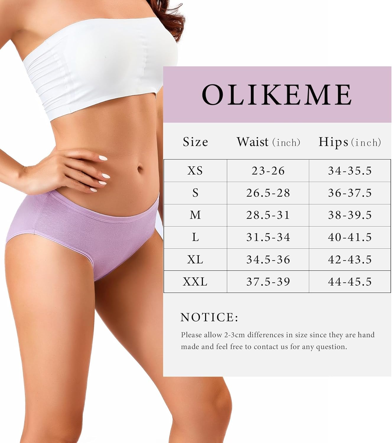 Quần lót nữ OLIKEME Cotton Hipster Quần lót cạp trễ Không lộ Quần lót mềm mại co giãn thoáng khí Quần lót nữ 6 cái