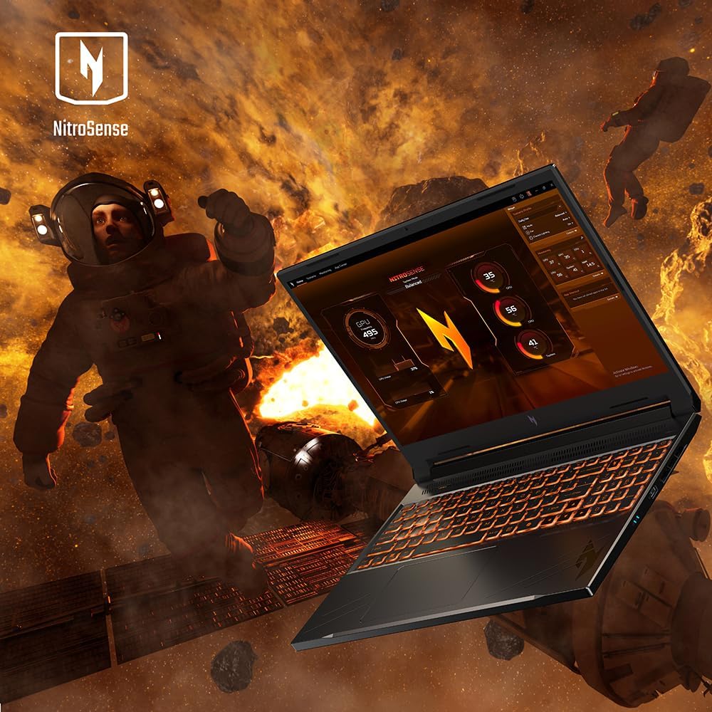 Computer portatile da gioco Acer Nitro V | Processore AMD Ryzen 7 8845HS Octa-Core con capacità AI | GPU per laptop NVIDIA GeForce RTX 4060 | Display 16 WUXGA IPS 165 Hz | DDR5 da 16 GB | SSD di quarta generazione da 1 TB | Wi-Fi 6E | ANV16-41-R5J0