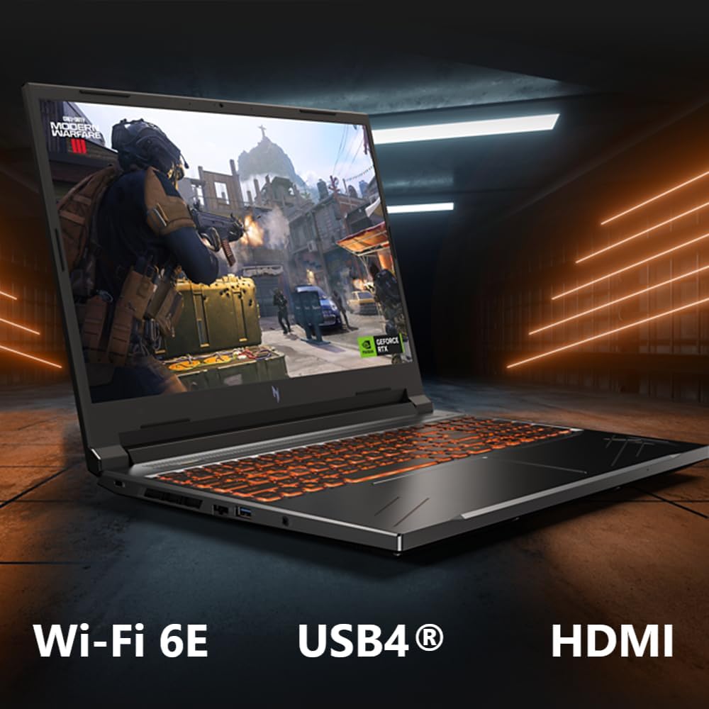 Computer portatile da gioco Acer Nitro V | Processore AMD Ryzen 7 8845HS Octa-Core con capacità AI | GPU per laptop NVIDIA GeForce RTX 4060 | Display 16 WUXGA IPS 165 Hz | DDR5 da 16 GB | SSD di quarta generazione da 1 TB | Wi-Fi 6E | ANV16-41-R5J0