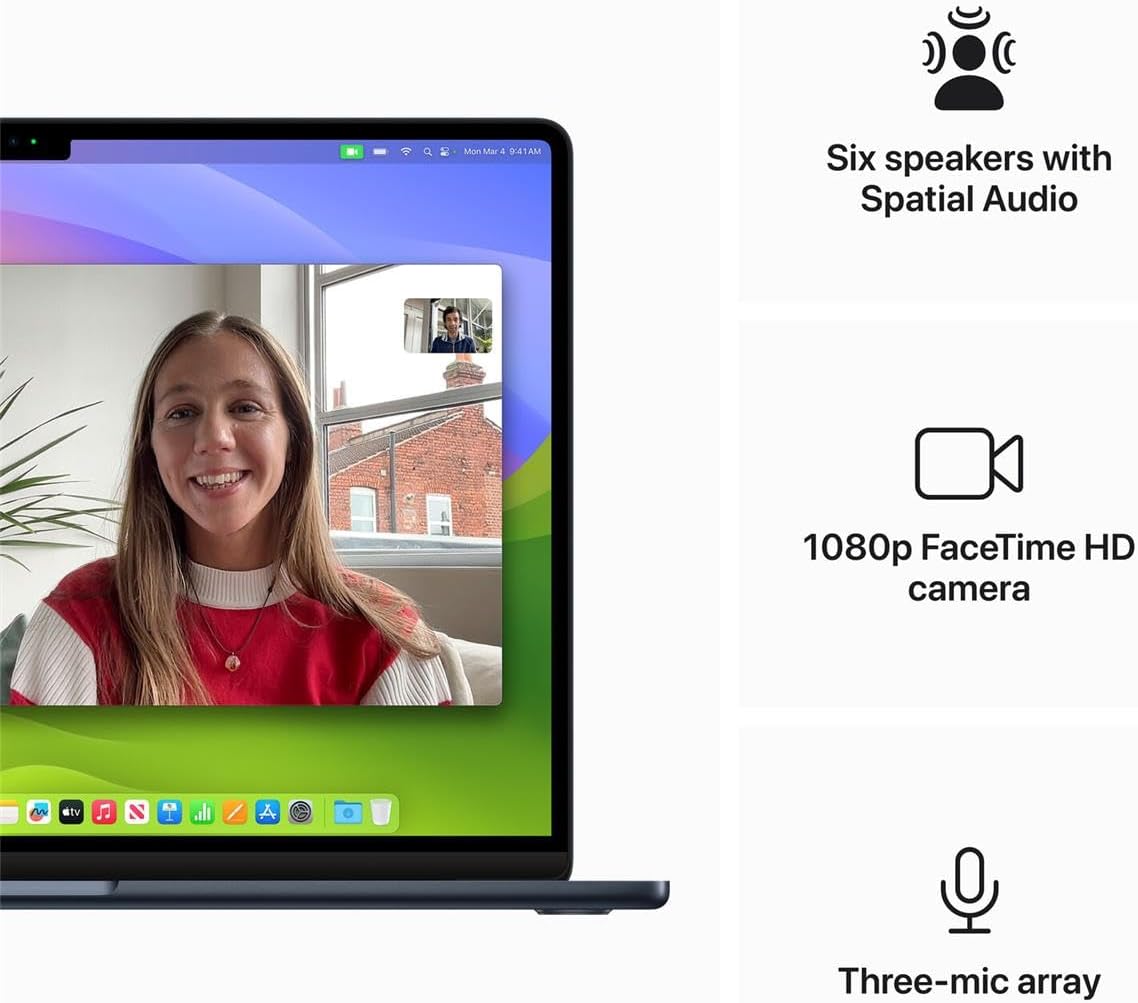 Apple 2024 MacBook Air 15-inch Laptop with M3 chip, 16GB Unified Memory, 1TB SSD Storage, Midnight - Z1BV0006P · v3