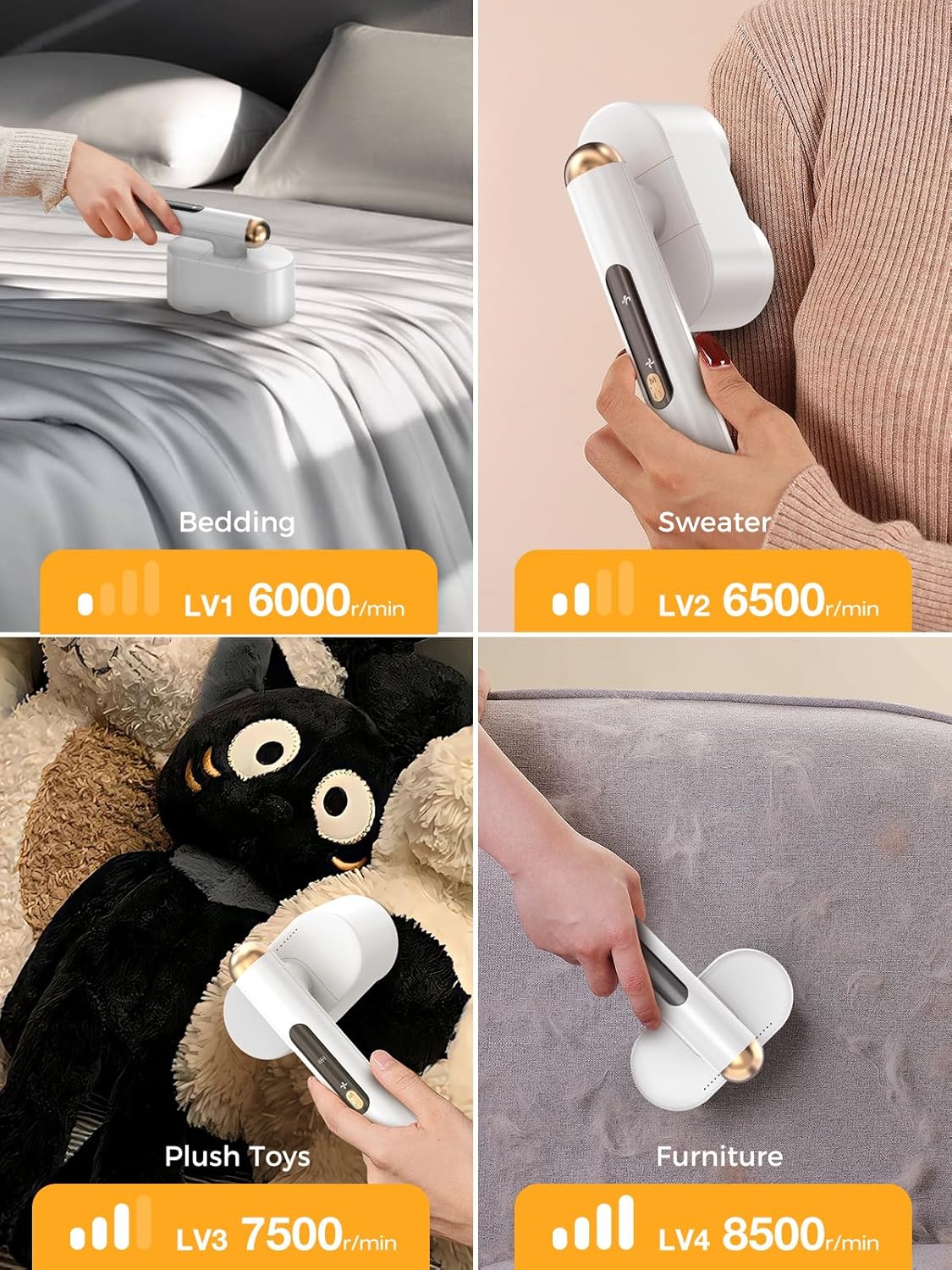 เครื่องโกนขนผ้า Smiling Shark M-3 เครื่องกำจัดขนไฟฟ้าแบบชาร์จไฟได้พร้อมโหมดความเร็ว 4 ระดับ ด้ามจับหมุนได้ 90° เครื่องกำจัดขนแบบไร้สายแบบพกพาสำหรับเฟอร์นิเจอร์เสื้อผ้า ผ้าม่าน เสื้อกันหนาว เครื่องโกนขนผ้า เครื่องขจัดขุยผ้า