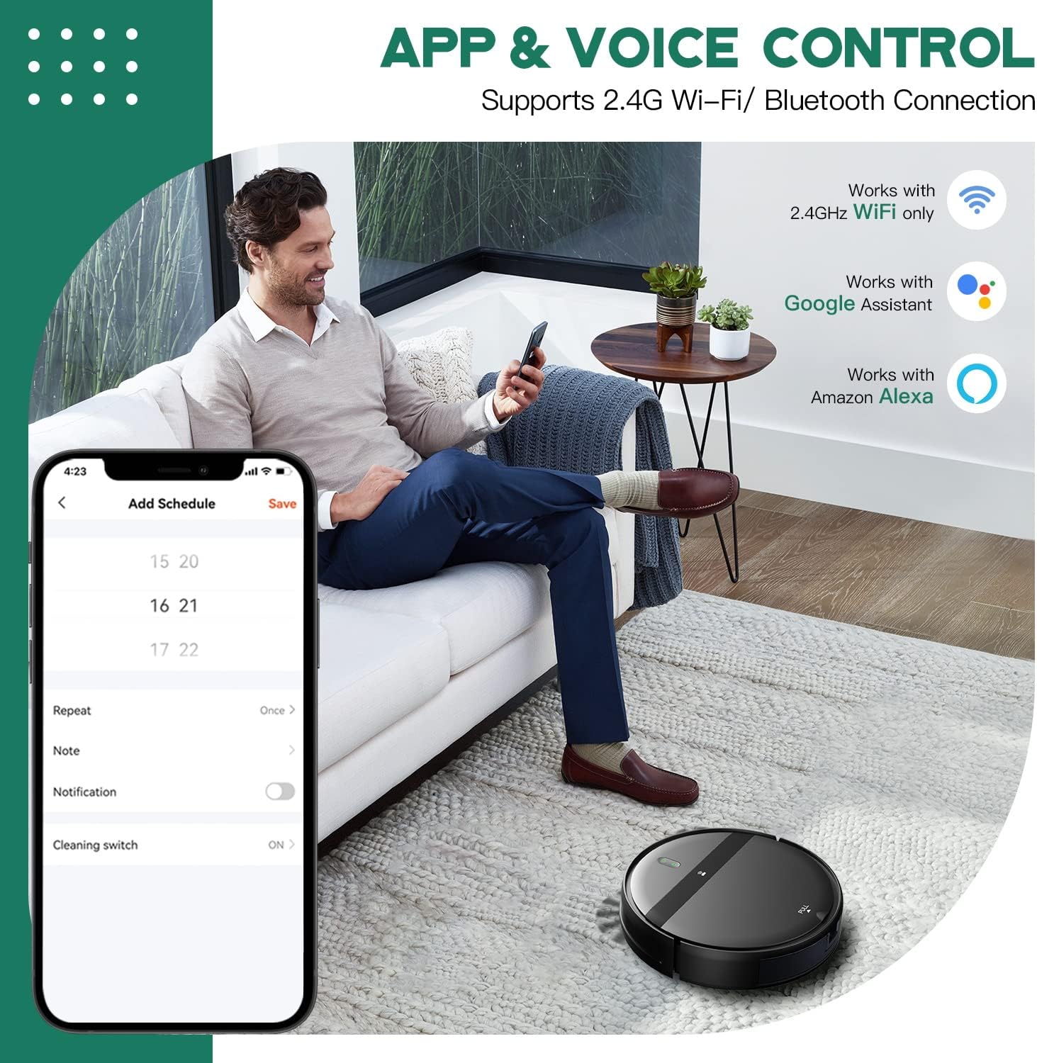 Robot Vacuum Mop Combo, WiFi/App/Alexa, Mopping Robot Vacuums with Tangle-Free, Scheduled Cleaning, Automatic Recharge Vacuum Robot Cleaner and Mop for Pet Hair, Low Carpet · v7