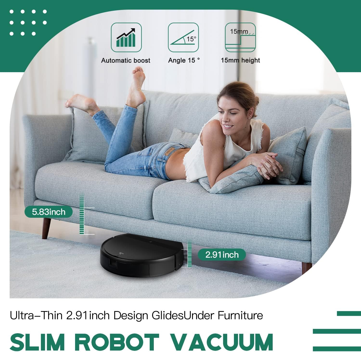 Robot Vacuum Mop Combo, WiFi/App/Alexa, Mopping Robot Vacuums with Tangle-Free, Scheduled Cleaning, Automatic Recharge Vacuum Robot Cleaner and Mop for Pet Hair, Low Carpet · v7